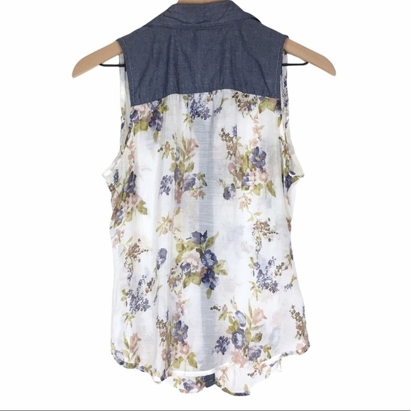 RED SNAP Top Sleeveless Button Up Sheer Floral Boho Beach Summer Y2K Style Small - Picture 3 of 9